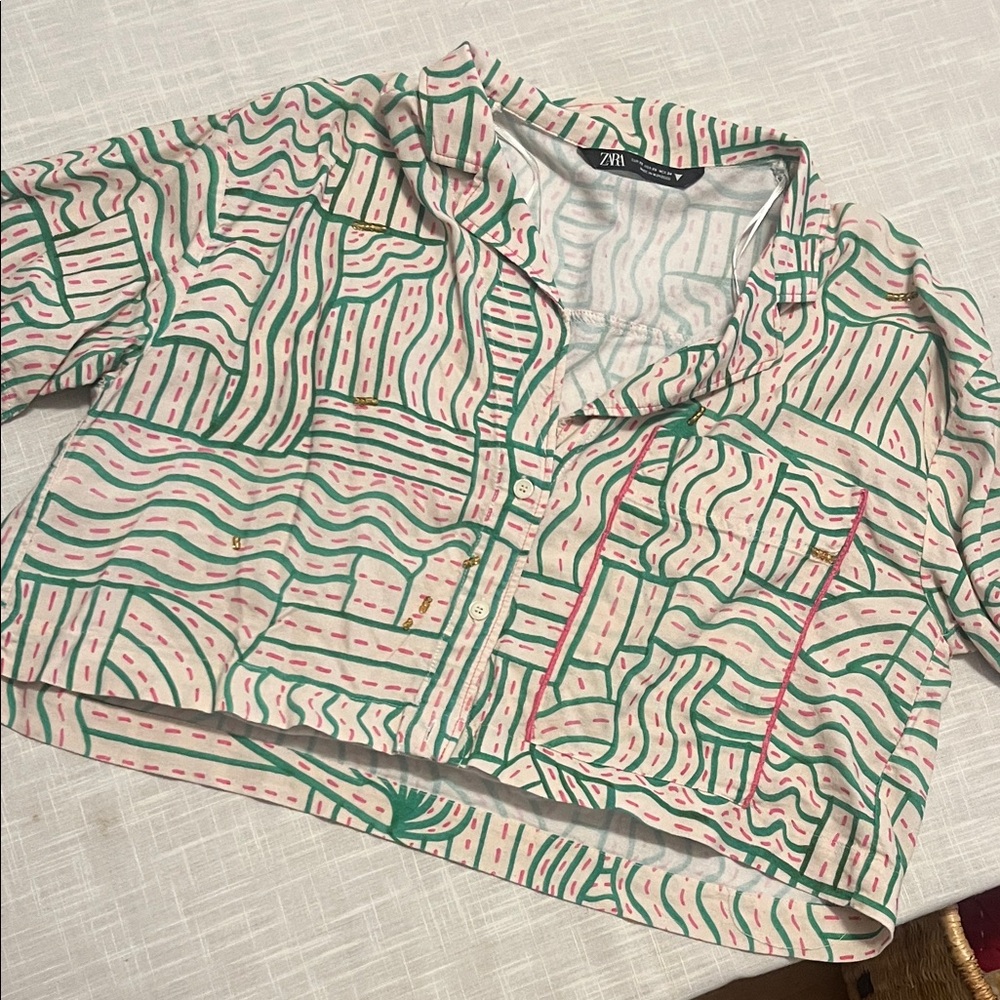 Zara Multicolor Geometric Crop Top